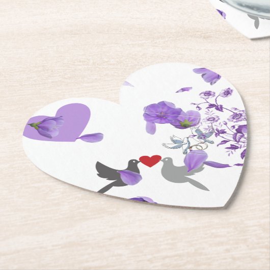 Romantische hartvormige bruiloft Onderzetter met P (Gekanteld)