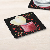 Romantische hartvormige vlam voor bruiloften kartonnen onderzetters (Schuin)