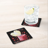 Romantische hartvormige vlam voor bruiloften kartonnen onderzetters (Insitu)