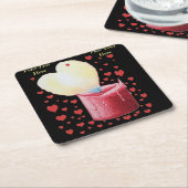 Romantische hartvormige vlam voor bruiloften kartonnen onderzetters (Schuin)