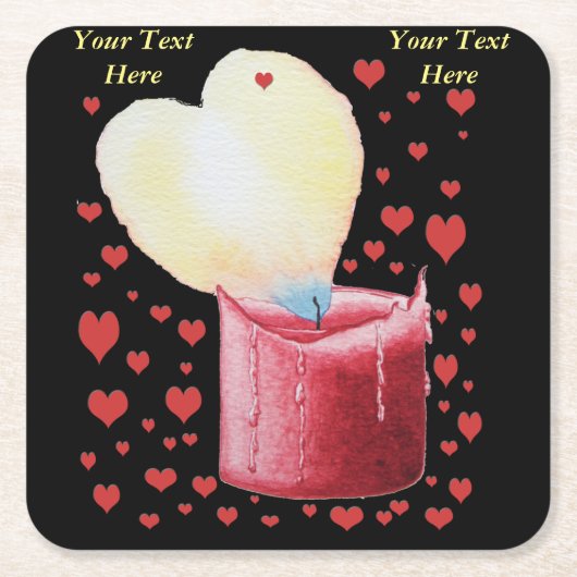 Romantische hartvormige vlam voor bruiloften kartonnen onderzetters (Voorkant)