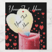 Romantische hartvormige vlam voor bruiloften wijn etiket (Enkel label)