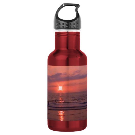 Romantische Hawaiiaanse zonsondergang oceaanstrand Waterfles (Voorkant)