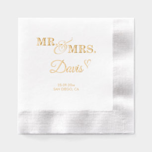 Romantische heer en mevrouw Wedding Folie Servetten