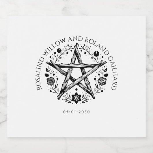 Romantische heidense wicca bruiloft sparkling wijnetiket (Enkel label)