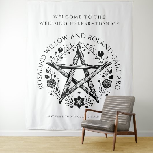 Romantische heidense wicca bruiloft wandkleed (In situ)