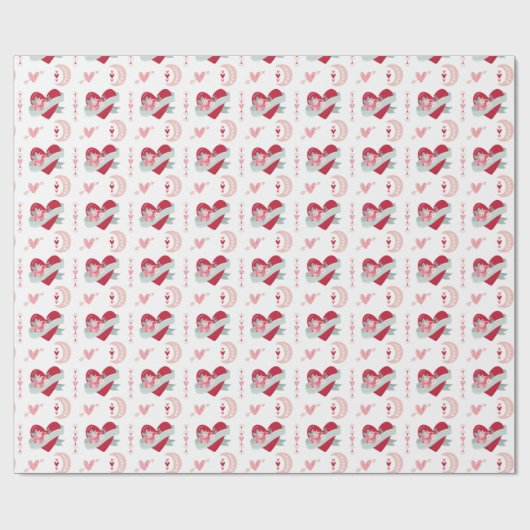 Romantische hemelse liefde hart boho maan patroon cadeaupapier (Vlak)