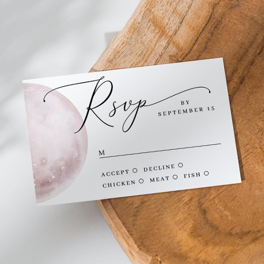 Romantische Hemelse Roze Blush Maan | Boho Wedding RSVP Kaartje