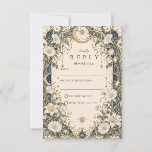 Romantische Hemelse Tuin Bruiloft RSVP Kaartje (Voorkant)