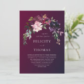 Romantische Herfst Bloemen Bourgogne Wash QR Code Kaart (Staand voorkant)