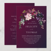 Romantische Herfst Bloemen Bourgogne Wash QR Code Kaart (Voorkant / Achterkant)