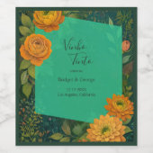 Romantische herfst bloemenbruiloft wijn etiket (Enkel label)