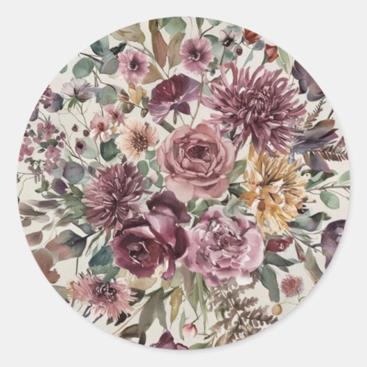 Romantische herfst bloemmotief sticker (Voorkant)