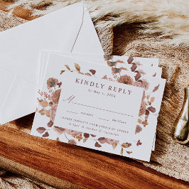 Romantische herfst bloemrijke maaltijd keuze bruil RSVP kaartje