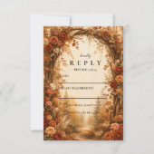 Romantische herfst bos bruiloft RSVP kaartje (Voorkant)
