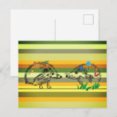 Romantische Herfst Briefkaart Hedgehogs Tekenen Br (Voorkant / Achterkant)
