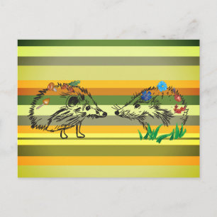 Romantische Herfst Briefkaart Hedgehogs Tekenen Br