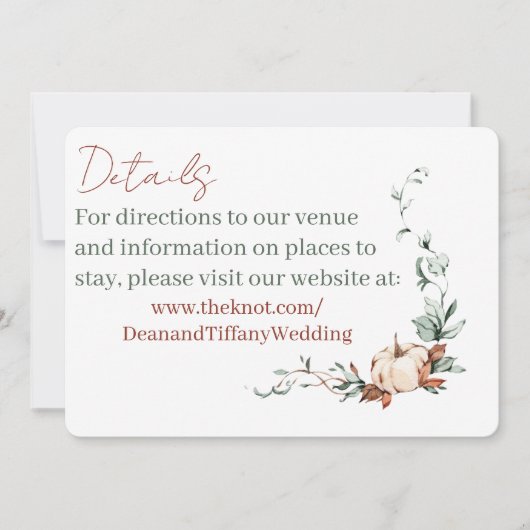 Romantische Herfst Bruiloft Detailkaarten Save The Date (Voorkant)