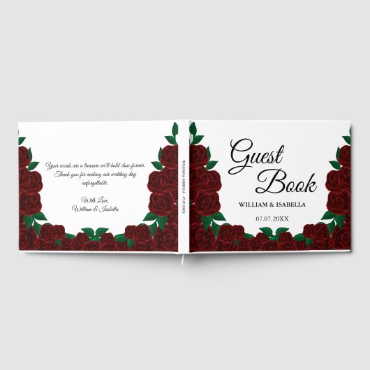 Romantische Herfst buiten bruiloft prachtige rode  Gastenboek (Volledig)