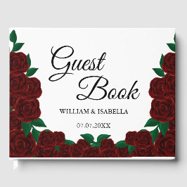 Romantische Herfst buiten bruiloft prachtige rode  Gastenboek