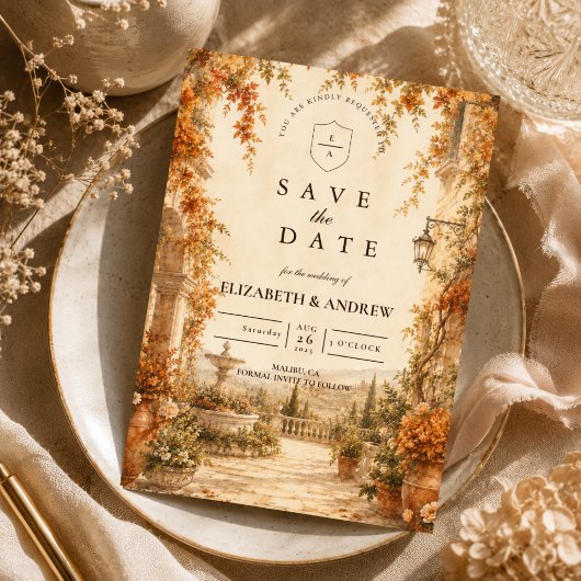 Romantische herfst buitenhuwelijk save the date