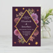 Romantische herfst Dahlia bruiloft cocktails Kaart (Staand voorkant)