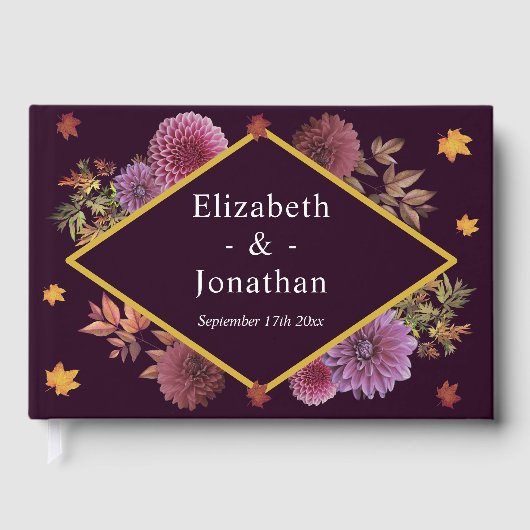 Romantische herfst Dahlia bruiloft Gastenboek (Voorkant)