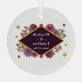 Romantische herfst Dahlia bruiloft Glas Ornament (Achterkant)