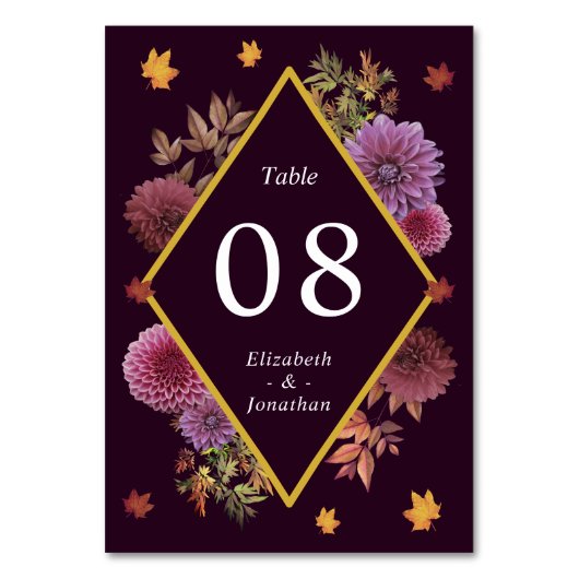 Romantische herfst Dahlia bruiloft Kaart (Achterkant)