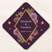 Romantische herfst Dahlia bruiloft Kartonnen Onderzetters (Voorkant)