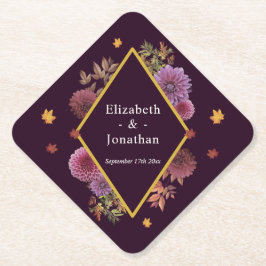 Romantische herfst Dahlia bruiloft Kartonnen Onderzetters