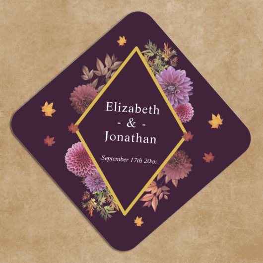 Romantische herfst Dahlia bruiloft Kartonnen Onderzetters