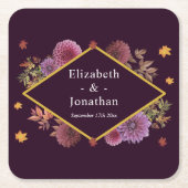 Romantische herfst Dahlia bruiloft Kartonnen Onderzetters (Voorkant)