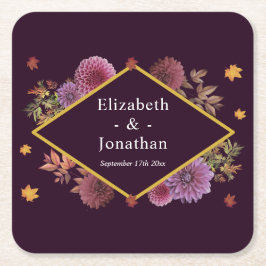 Romantische herfst Dahlia bruiloft Kartonnen Onderzetters