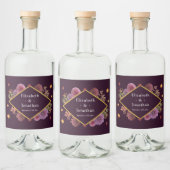 Romantische herfst dahlia bruiloft likeurfles etiket (Flessen)