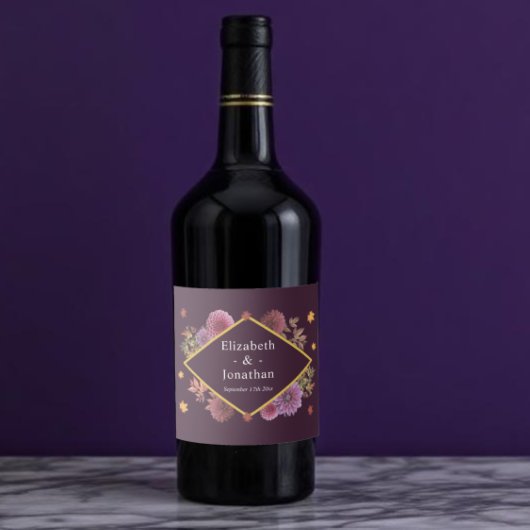 Romantische herfst dahlia bruiloft likeurfles etiket