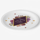 Romantische herfst Dahlia bruiloft Papieren Bordje (Gekanteld)