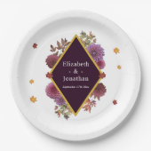 Romantische herfst Dahlia bruiloft Papieren Bordje (Voorkant)