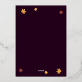 Romantische herfst Dahlia bruiloft receptie Folie Uitnodiging (Achterkant)