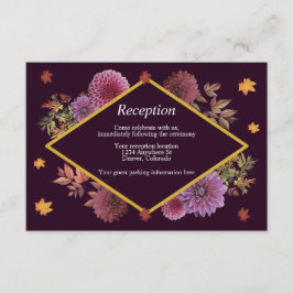 Romantische herfst Dahlia bruiloft receptie Informatiekaartje