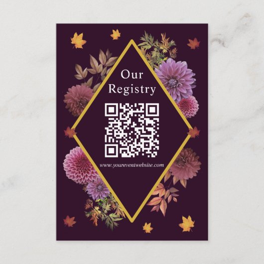 Romantische herfst Dahlia bruiloft register Informatiekaartje (Voorkant)