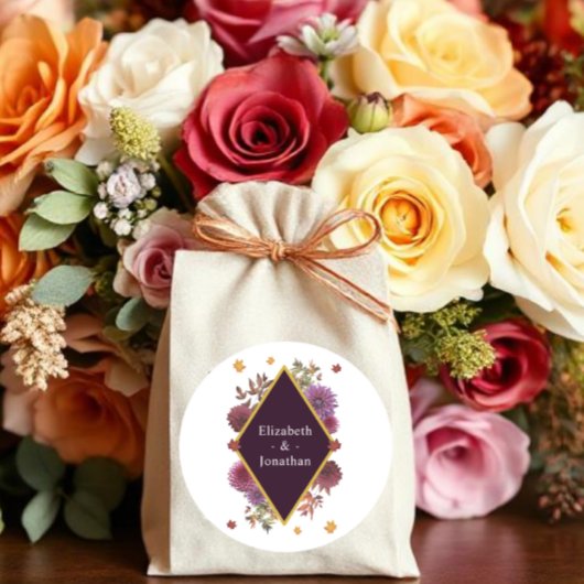 Romantische herfst Dahlia bruiloft Ronde Sticker