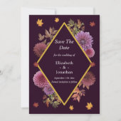 Romantische herfst Dahlia bruiloft Save The Date (Voorkant)