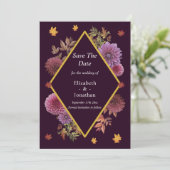 Romantische herfst Dahlia bruiloft Save The Date (Staand voorkant)