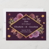 Romantische herfst Dahlia bruiloft Save The Date (Voorkant)