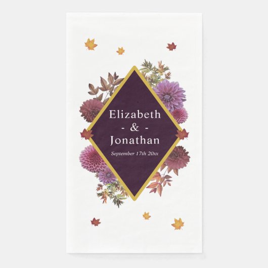 Romantische herfst Dahlia bruiloft Servet (Voorkant)
