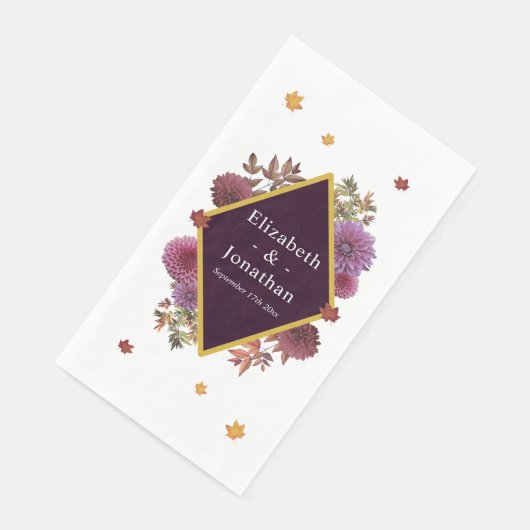 Romantische herfst Dahlia bruiloft Servet (Hoek)