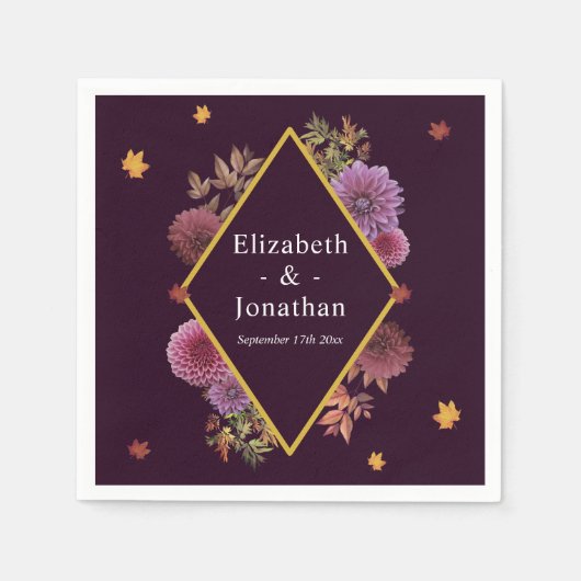 Romantische herfst Dahlia bruiloft Servet (Voorkant)