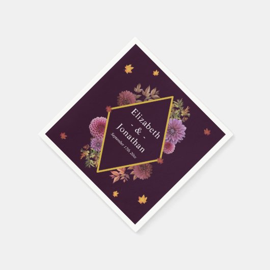 Romantische herfst Dahlia bruiloft Servet (Hoek)