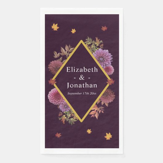 Romantische herfst Dahlia bruiloft Servet (Voorkant)